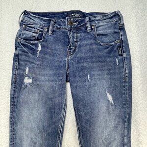 Silver Jeans Women’s Sam Boyfriend Slim Leg Raw Hem Stretch Jeans - Size 26x25